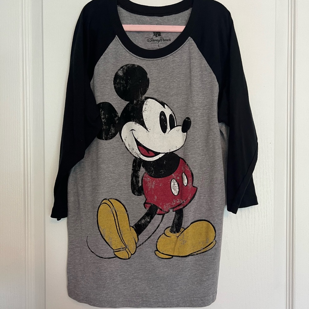 Kids large Disney Mickey raglan baseball tee